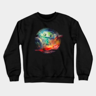 Fun Alien Extraterrestrial and Space Explorer Pixel Glitch Crewneck Sweatshirt